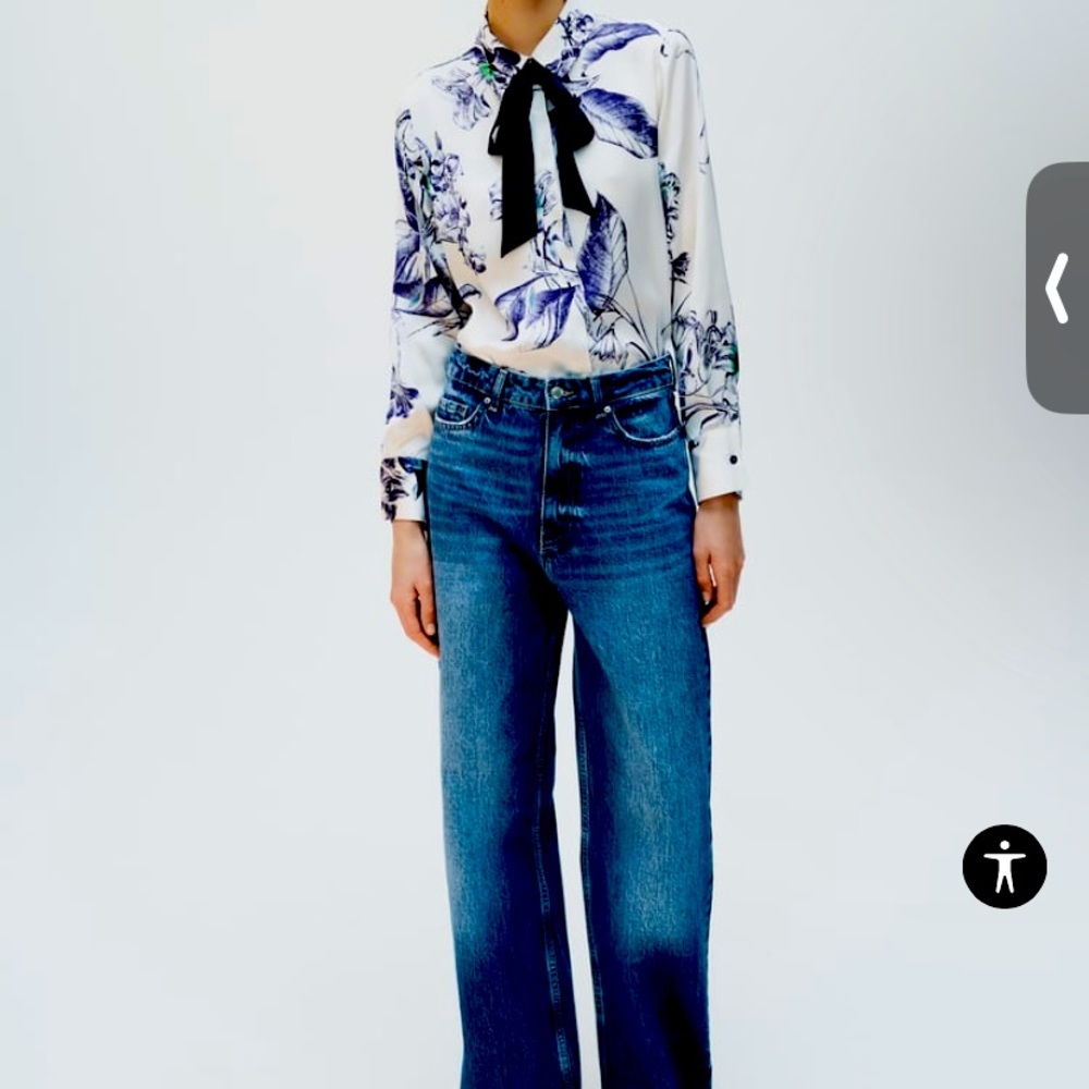 Zara printed shirt with tie